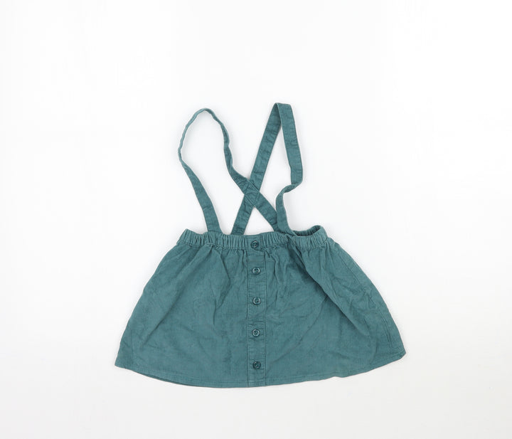 George Girls Green Corduroy Pinafore/Dungaree Dress Size 12-18 Months