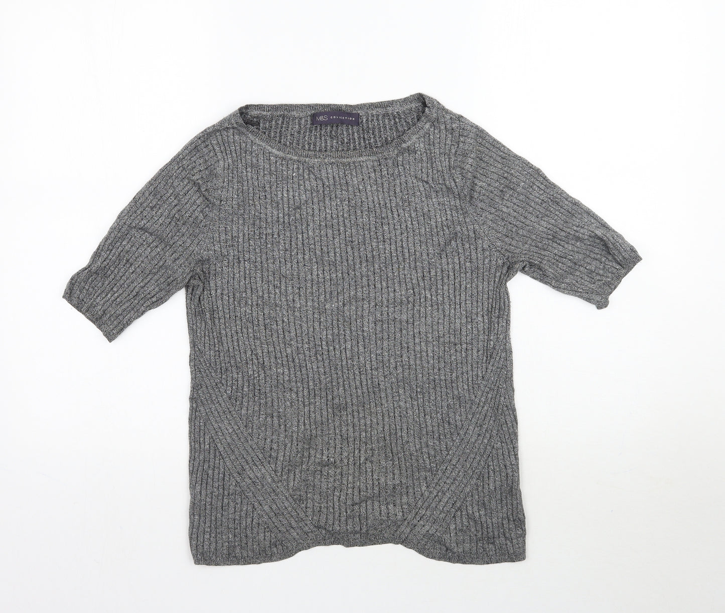 Marks and Spencer Womens Grey  Knit Basic T-Shirt Size 12
