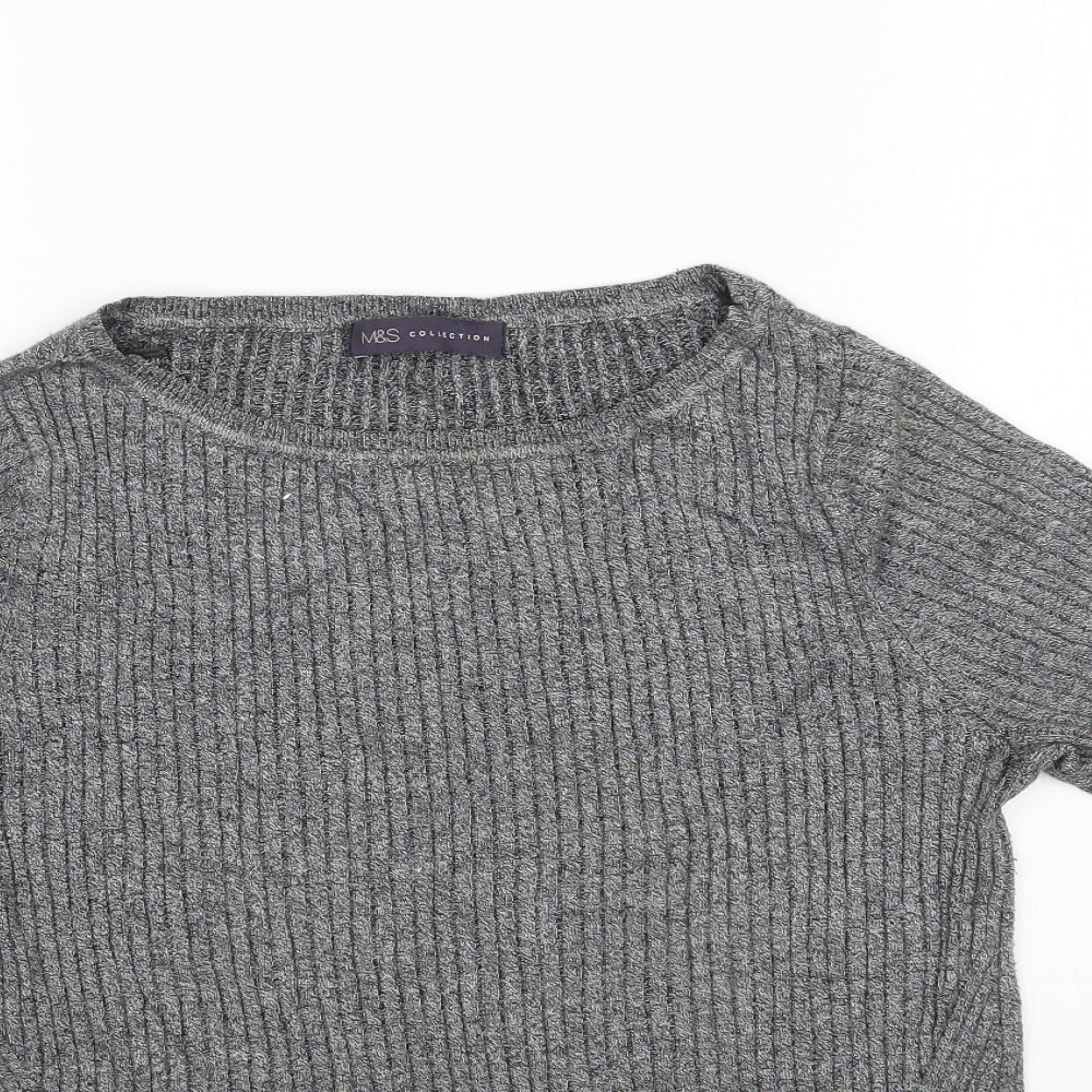 Marks and Spencer Womens Grey  Knit Basic T-Shirt Size 12