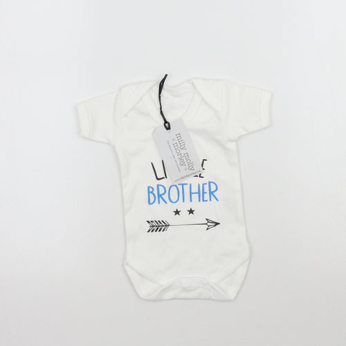 Milly Molly Morley Baby White   Babygrow One-Piece Size Newborn  - Little brother