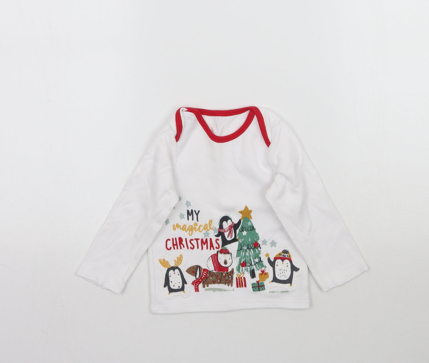 Nutmeg Baby White   Basic T-Shirt Size 18-24 Months  - My Magical Christmas
