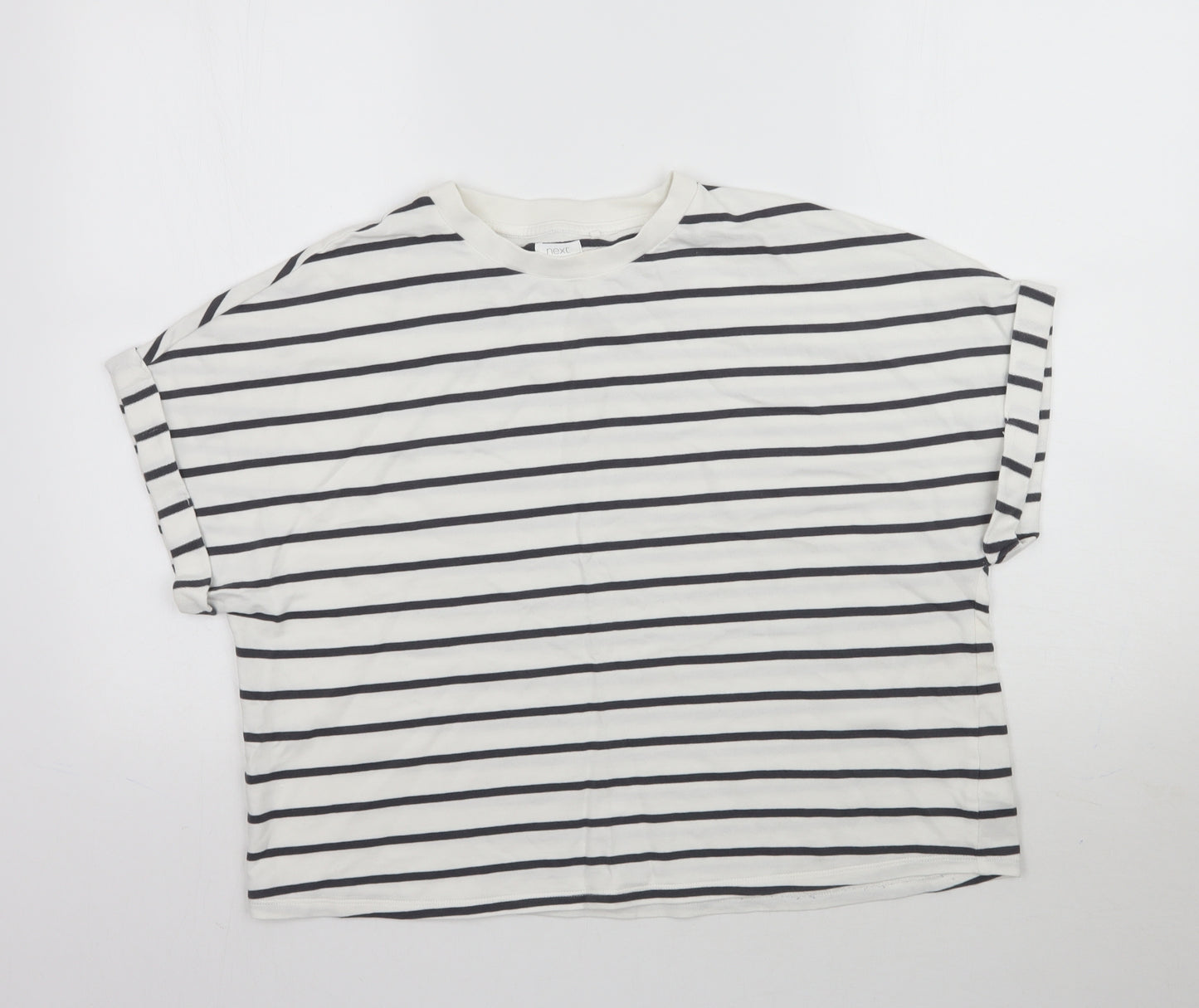 NEXT Girls White Striped  Basic T-Shirt Size 13 Years