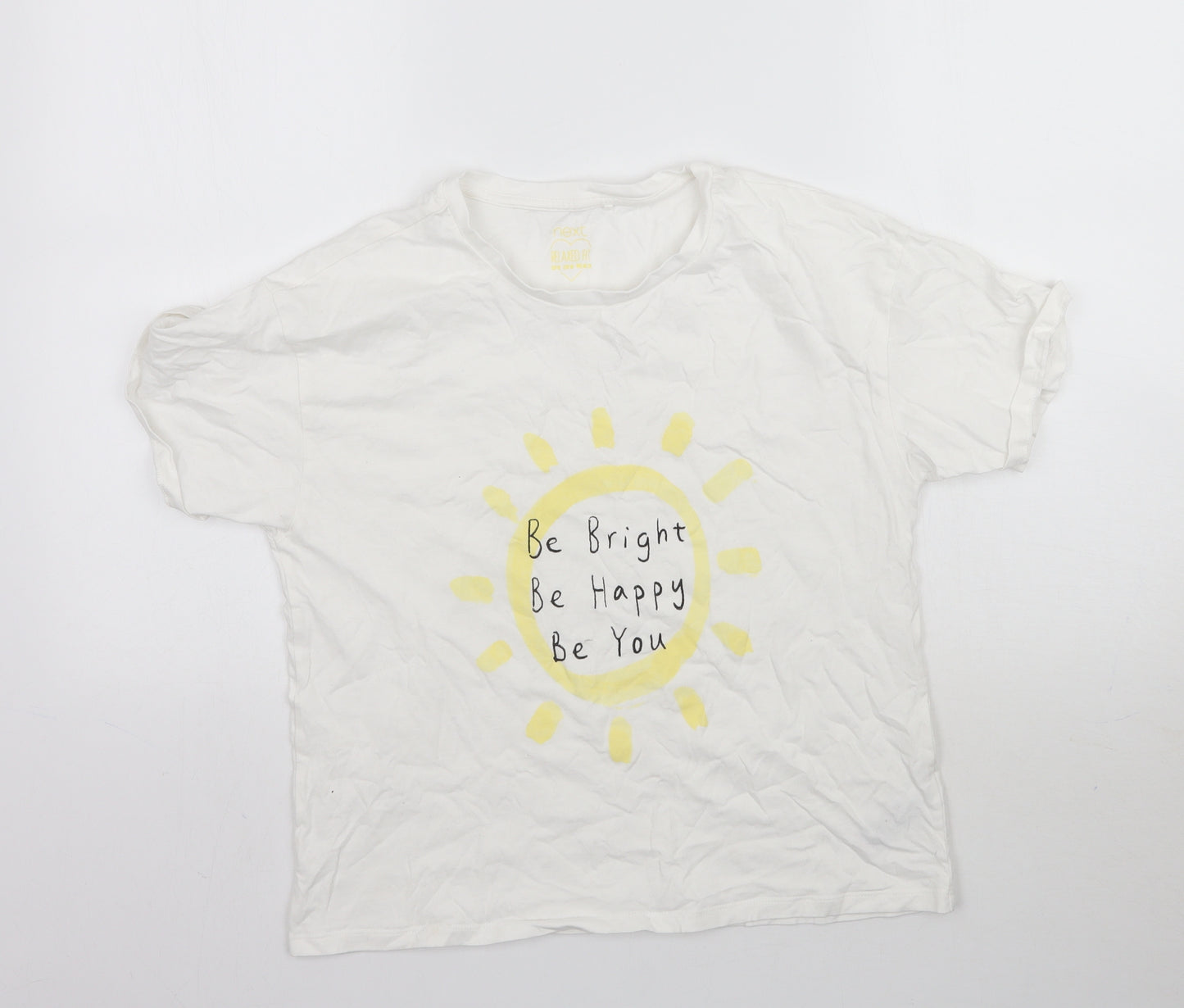 NEXT Girls White   Basic T-Shirt Size 13 Years  - Be bright be happy be you