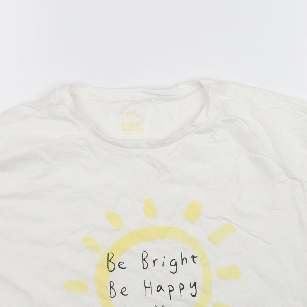 NEXT Girls White   Basic T-Shirt Size 13 Years  - Be bright be happy be you
