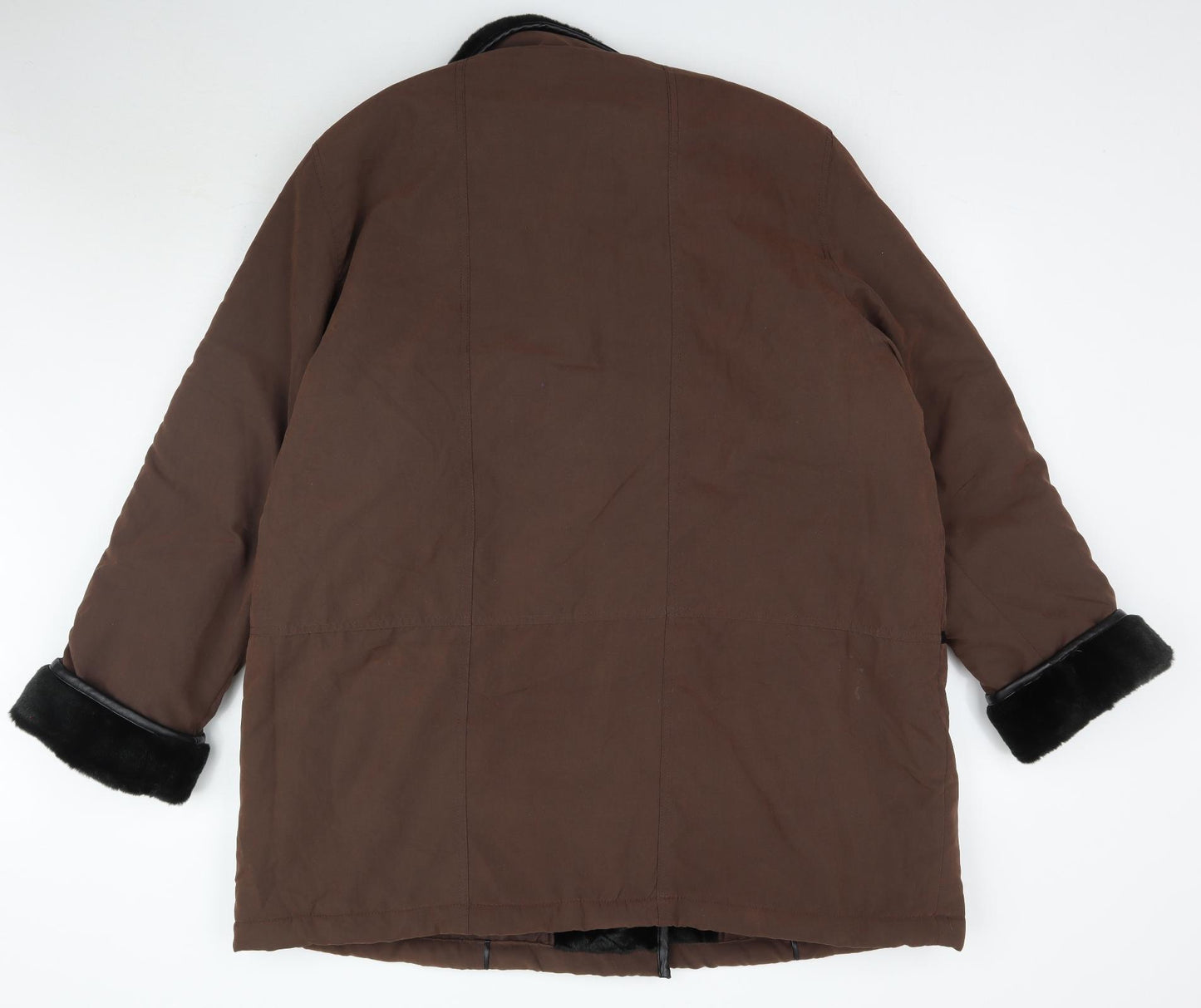 Damart Womens Brown   Overcoat Coat Size 24  - Faux fur Collar
