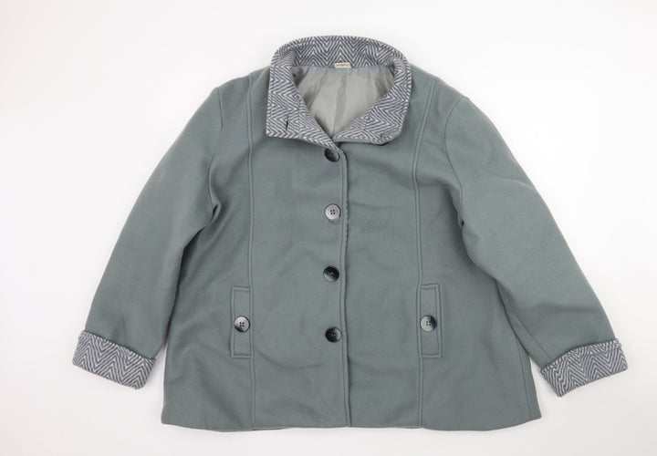 Anne De Lancay Womens Green   Overcoat Coat Size XL