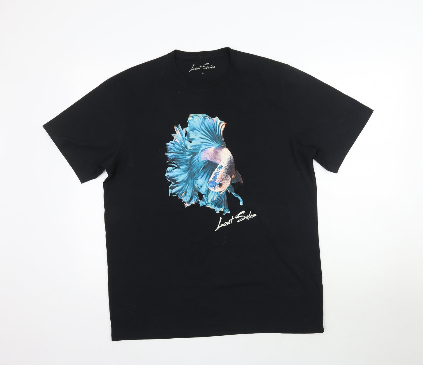 Lost Soles Mens Black    T-Shirt Size XL  - Fish