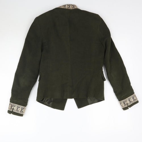 Zara Womens Green   Jacket Blazer Size M  - Gold Detailed collar