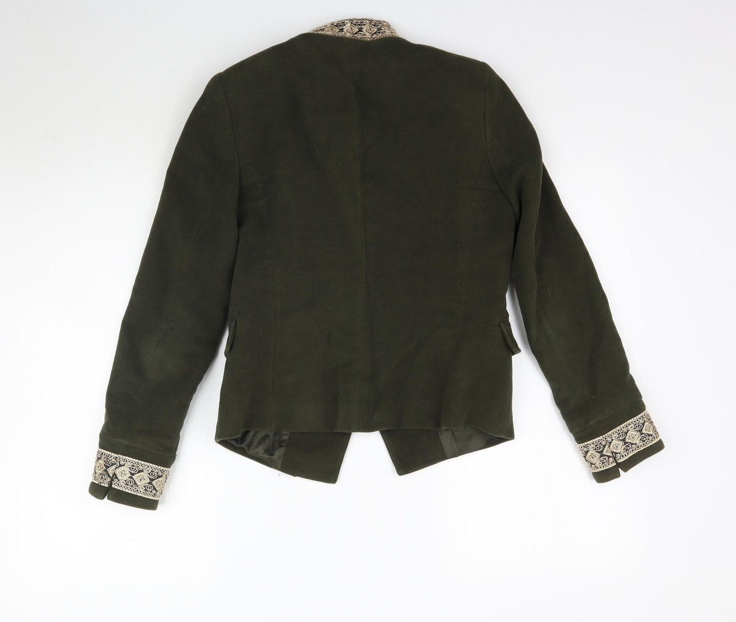 Zara Womens Green   Jacket Blazer Size M  - Gold Detailed collar