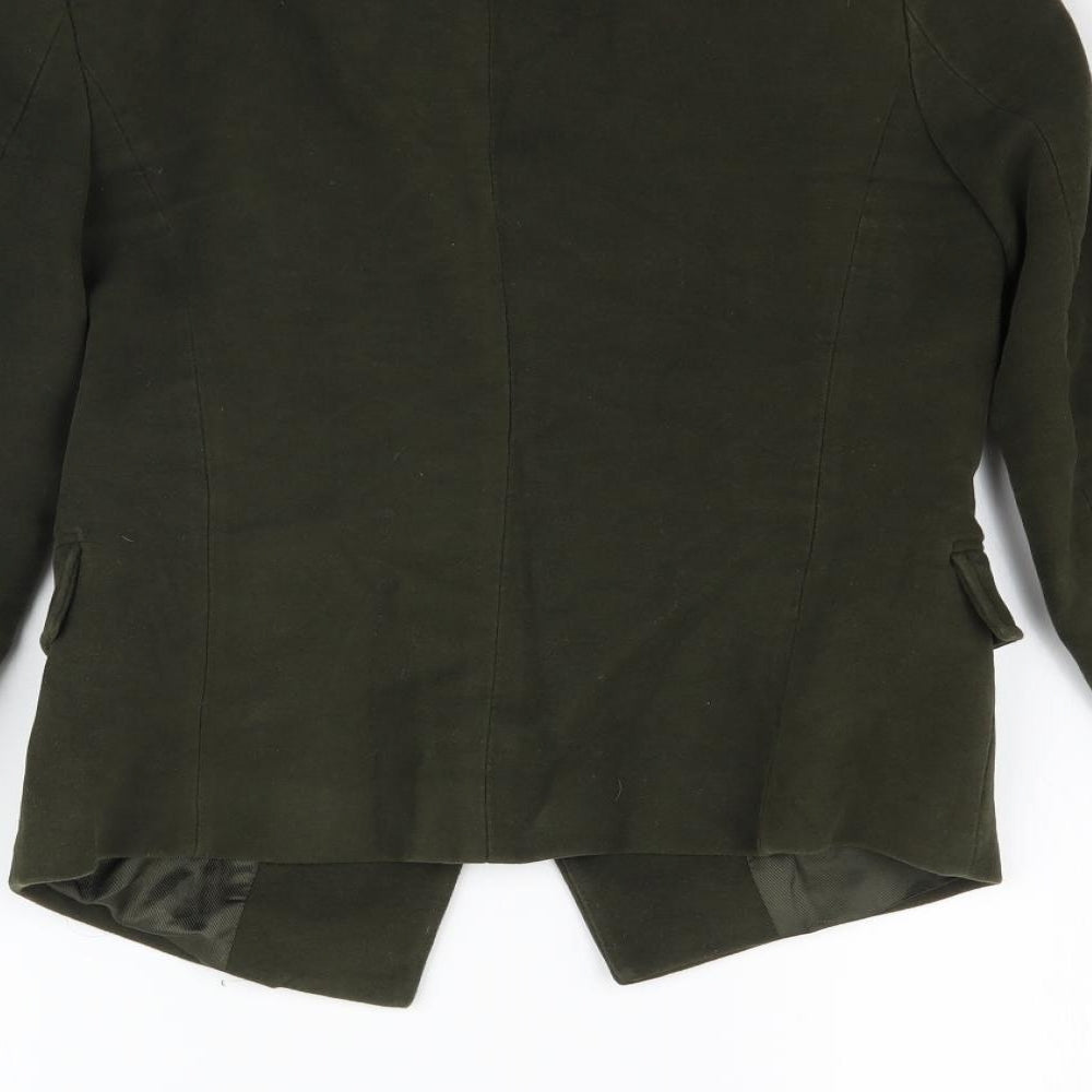 Zara Womens Green   Jacket Blazer Size M  - Gold Detailed collar
