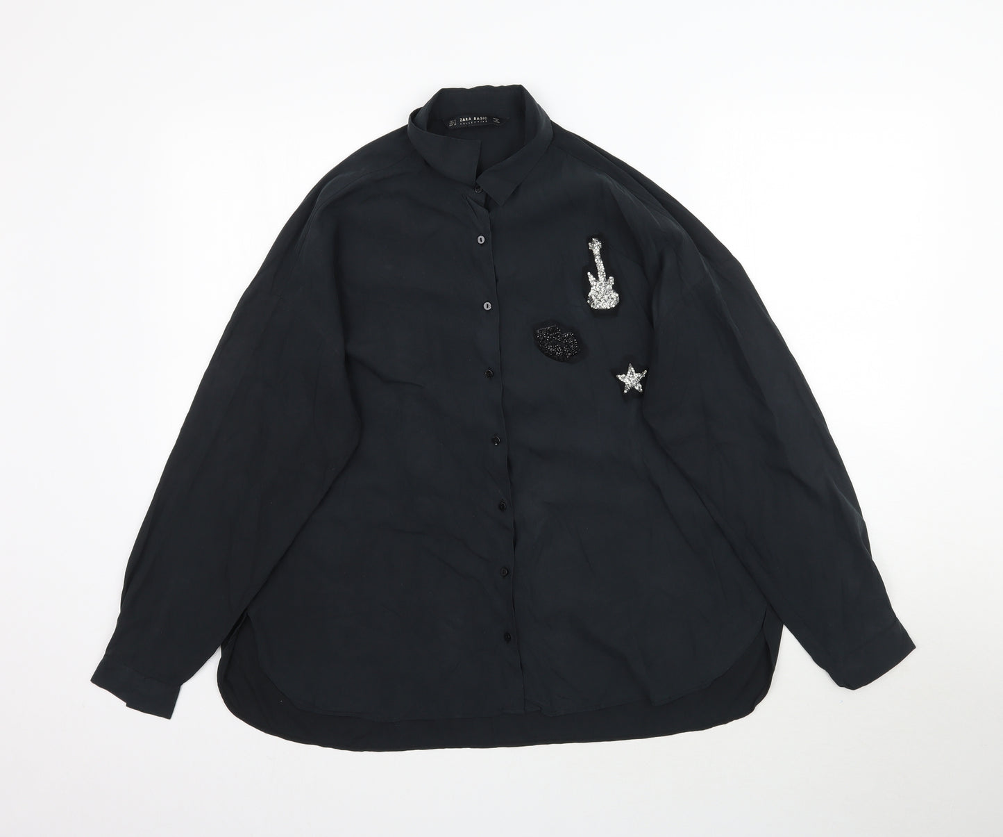 Zara Mens Black    Button-Up Size S