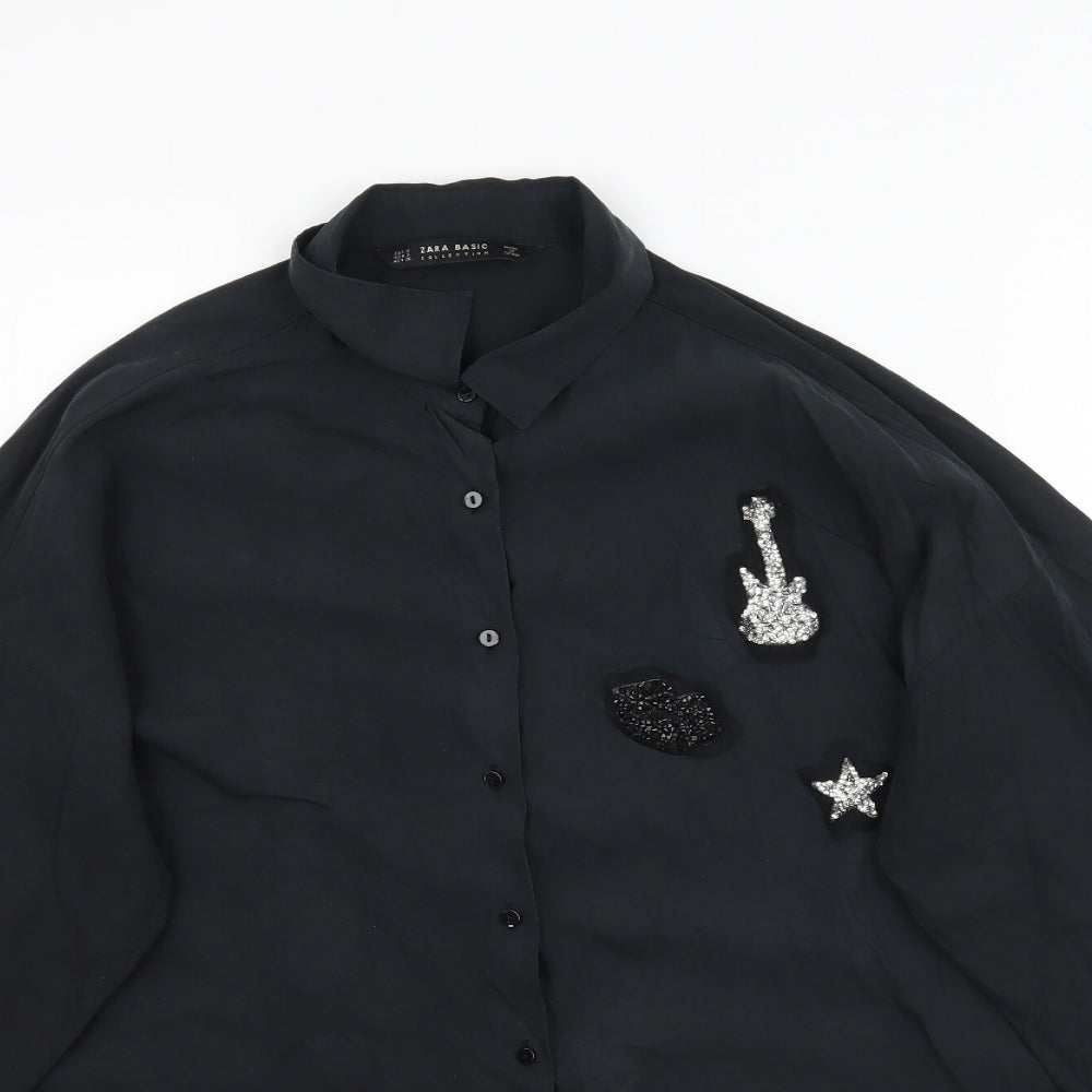 Zara Mens Black    Button-Up Size S
