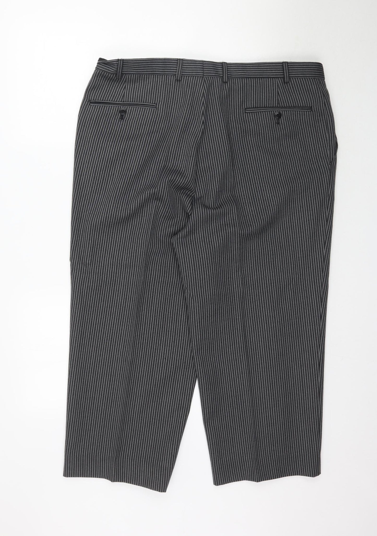 Preworn Womens Grey Striped  Trousers  Size L L23 in