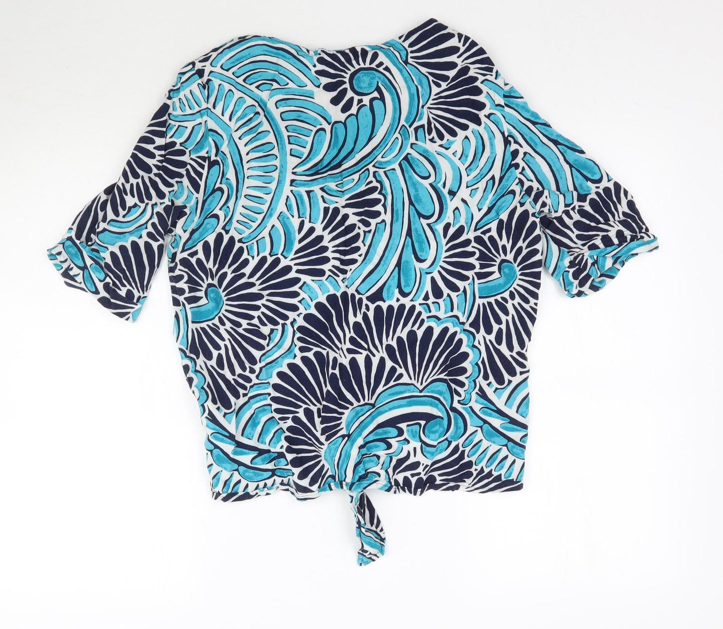 Per Una Womens Black Floral  Basic T-Shirt Size 14  - Tie detail