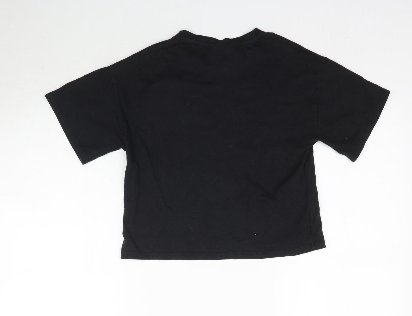 Zara Womens Black   Basic T-Shirt Size 8  - Smiley Face