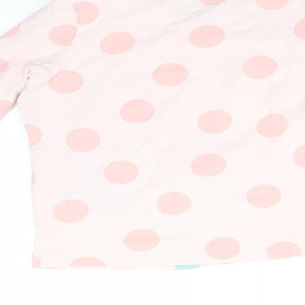 M&S Girls Pink Polka Dot  Basic T-Shirt Size 4-5 Years