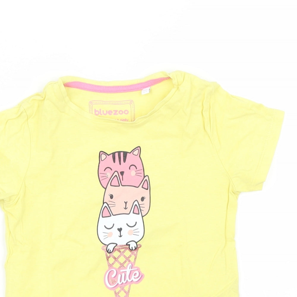 Blue Zoo Girls Yellow   Basic T-Shirt Size 3-4 Years