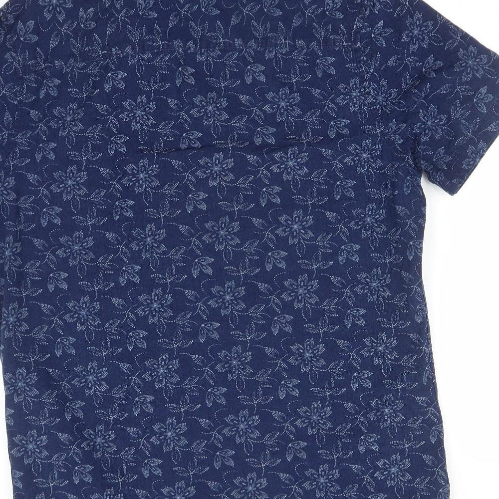 NEXT Mens Blue Floral   Button-Up Size M