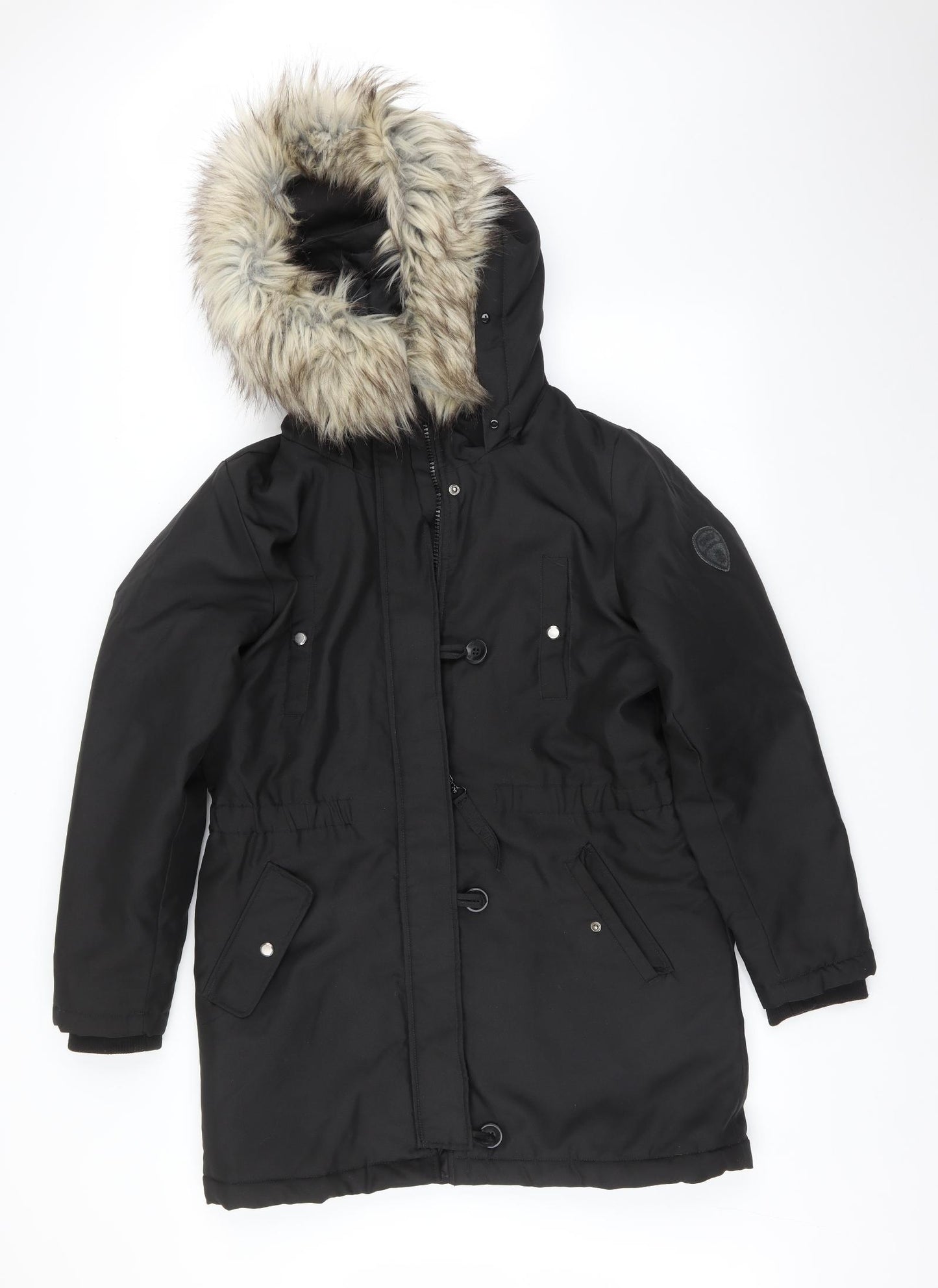 Only Mens Black   Overcoat Coat Size L