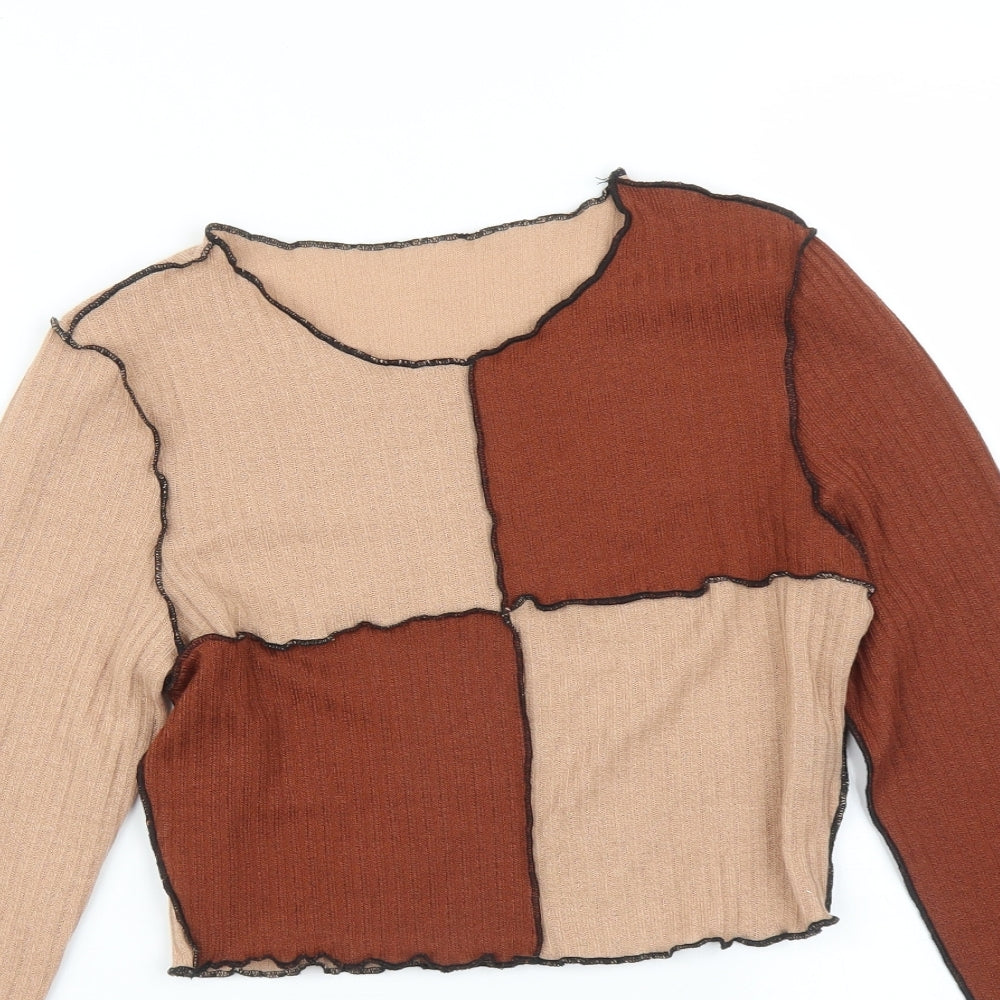 SheIn Womens Multicoloured Colourblock  Basic T-Shirt Size M