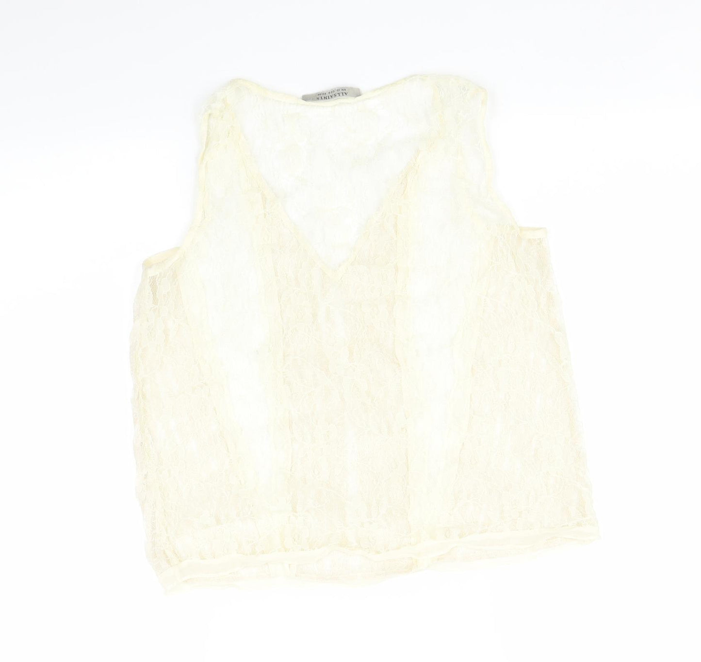 ALL SAINTS Womens White Floral  Basic T-Shirt Size 10