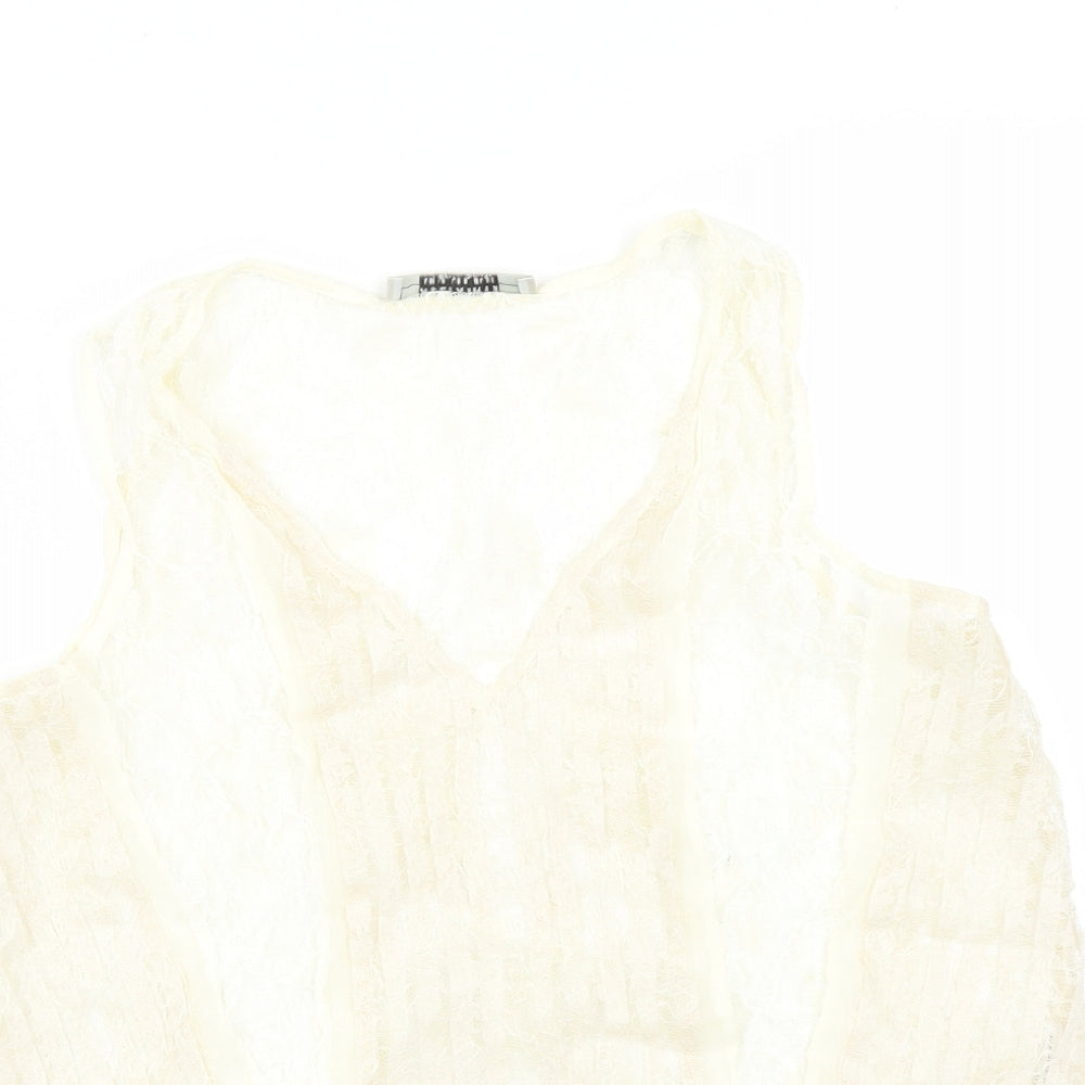 ALL SAINTS Womens White Floral  Basic T-Shirt Size 10