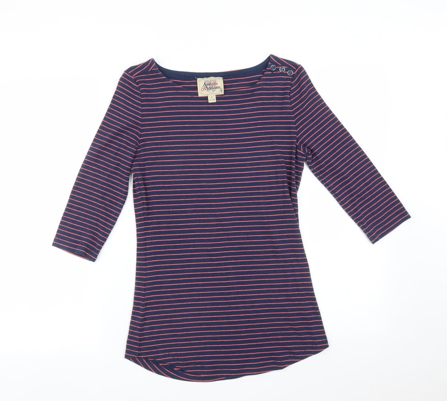 ARABELLA&ADDISON Womens Multicoloured Striped  Basic T-Shirt Size M