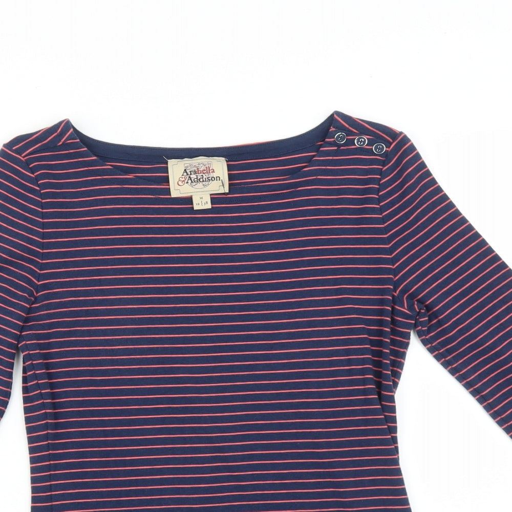 ARABELLA&ADDISON Womens Multicoloured Striped  Basic T-Shirt Size M