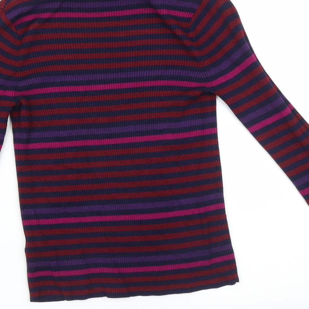 Miss Selfridge Womens Multicoloured Striped  Basic T-Shirt Size 12