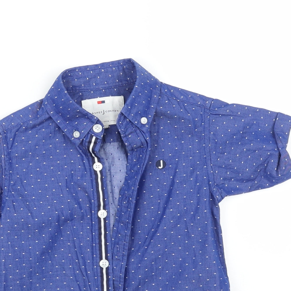 Jasper Conran Boys Blue Polka Dot  Basic Button-Up Size 5 Years