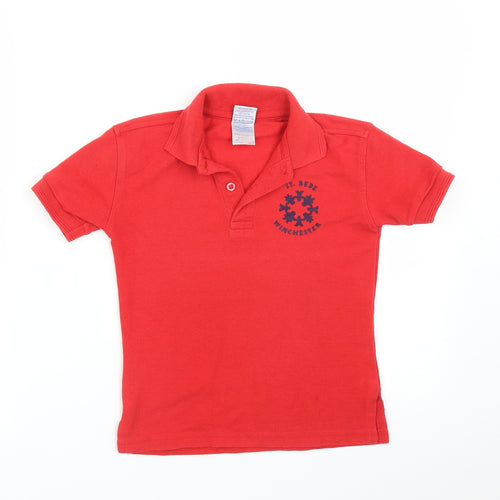 Russell Boys Red   Basic Polo Size 5-6 Years