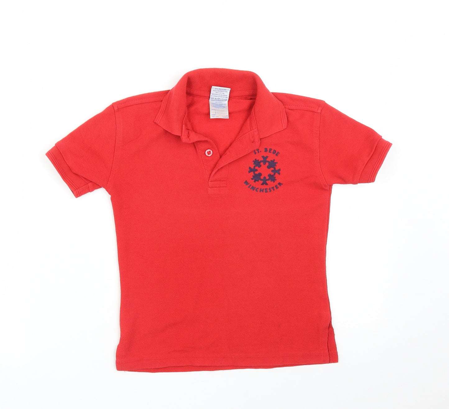 Russell Boys Red   Basic Polo Size 5-6 Years