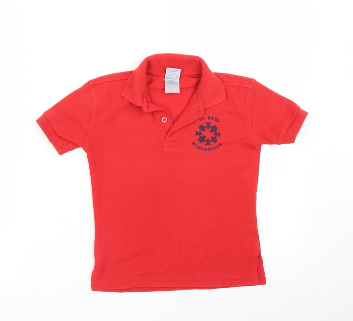 Russell Boys Red   Basic Polo Size 5-6 Years