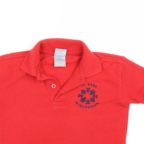 Russell Boys Red   Basic Polo Size 5-6 Years