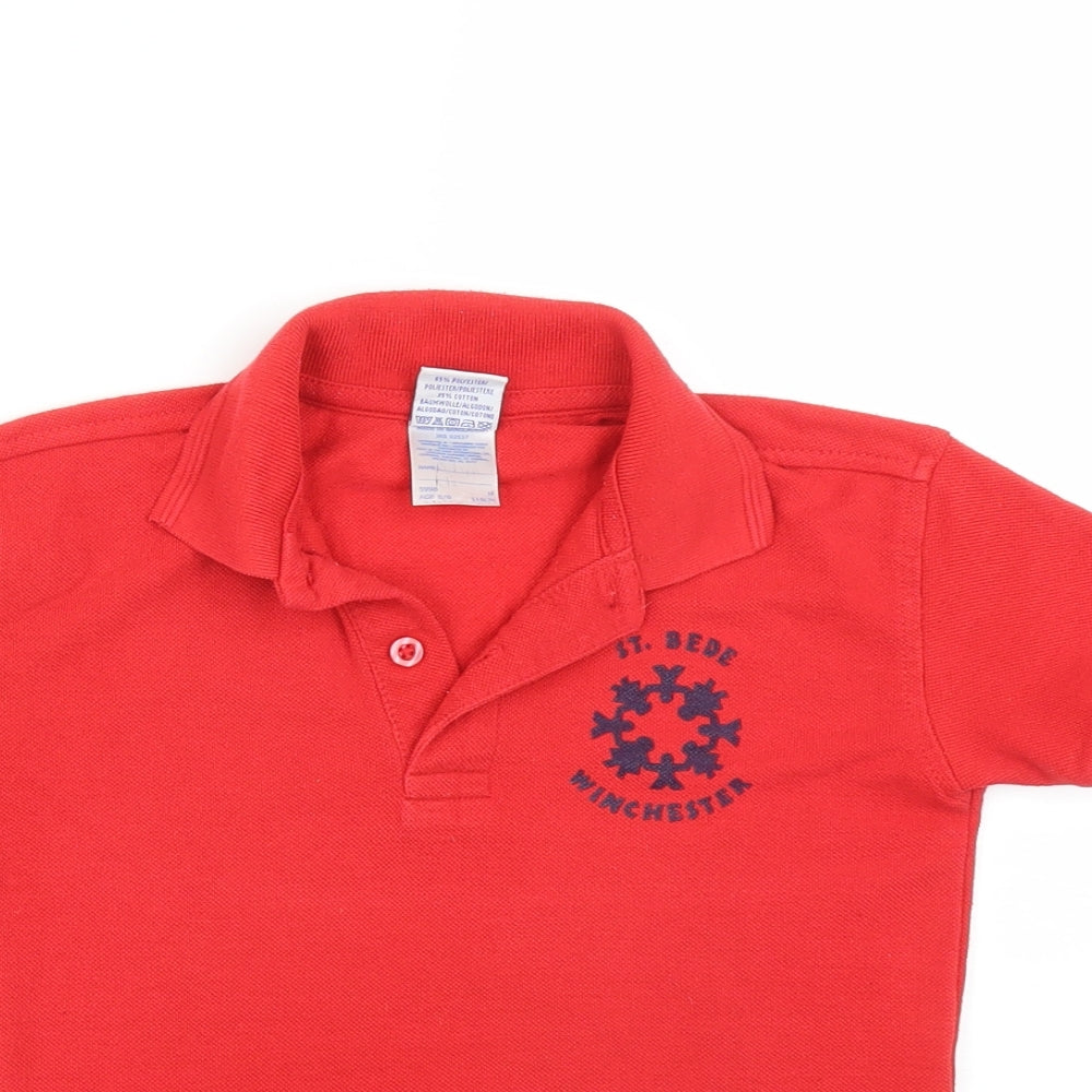 Russell Boys Red   Basic Polo Size 5-6 Years