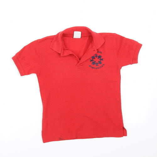 Russell Boys Red   Basic Polo Size 5-6 Years