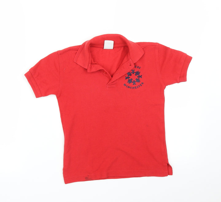 Russell Boys Red Basic Polo Size 5-6 Years
