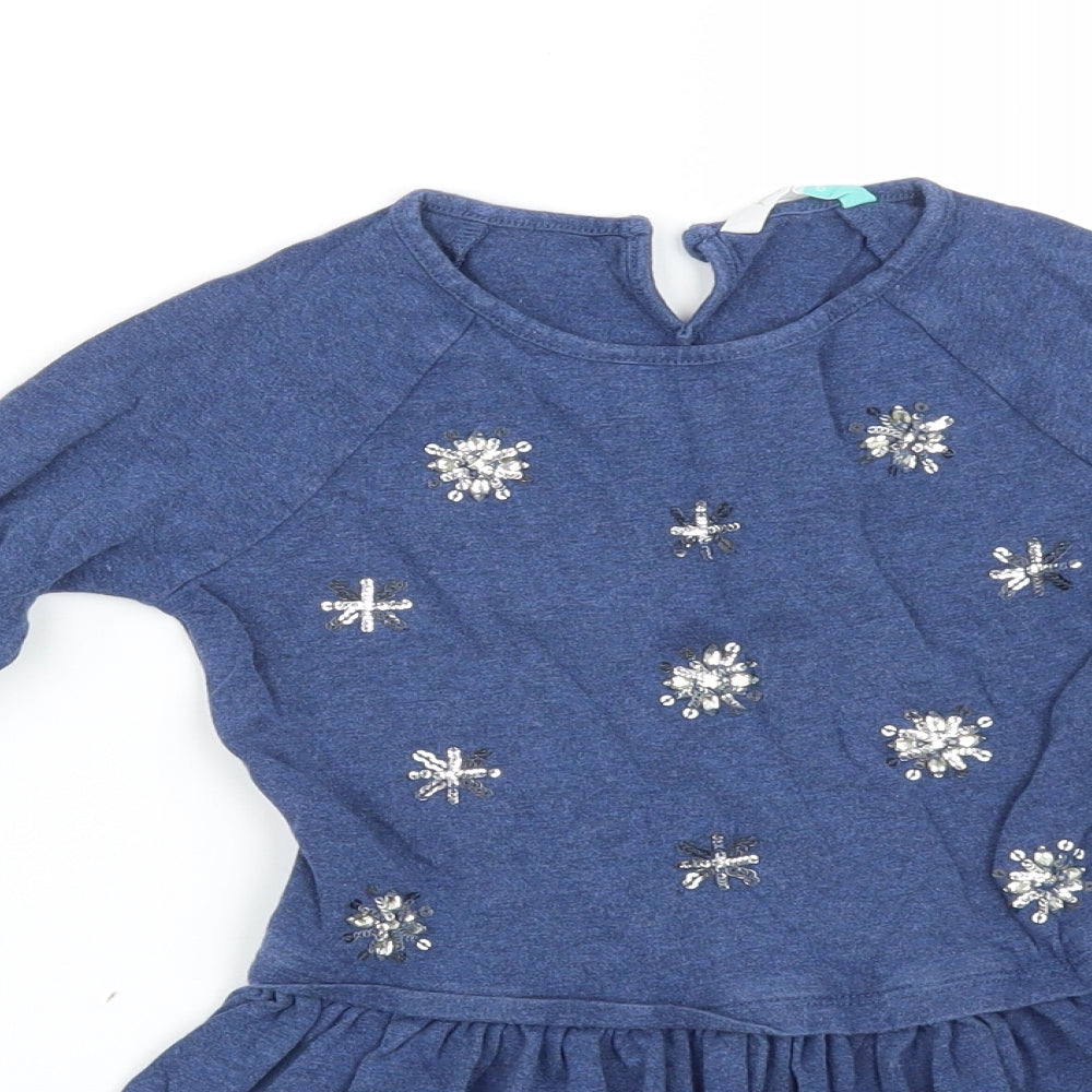John Lewis Girls Blue   Skater Dress  Size 6 Years