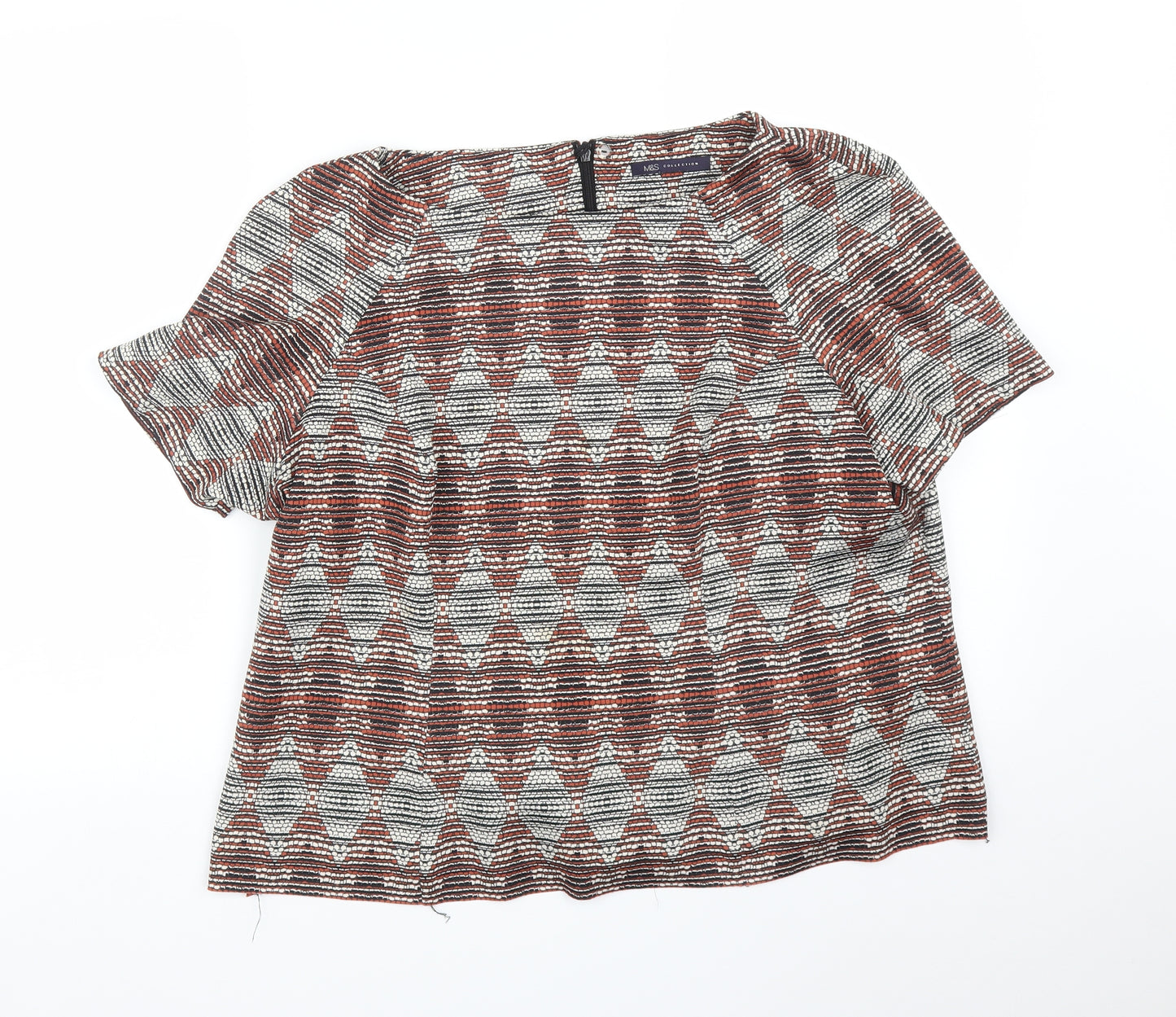 M&S Womens Multicoloured Geometric  Basic T-Shirt Size 22
