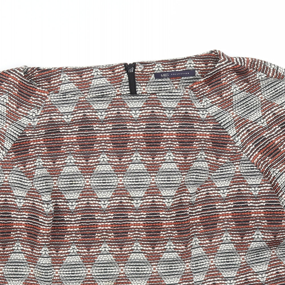 M&S Womens Multicoloured Geometric  Basic T-Shirt Size 22