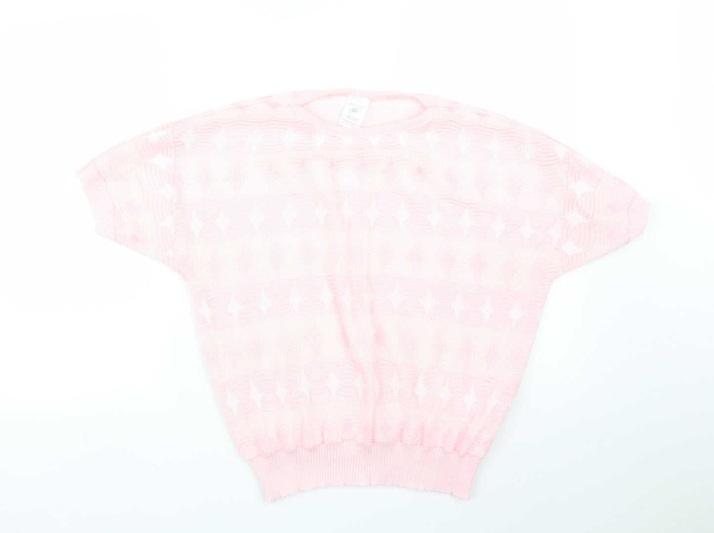 LITTLE WOODS Womens Pink Argyle/Diamond  Basic T-Shirt Size 20