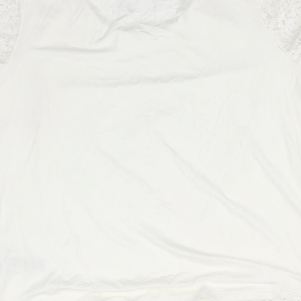 M&S Womens White Floral  Basic T-Shirt Size 12