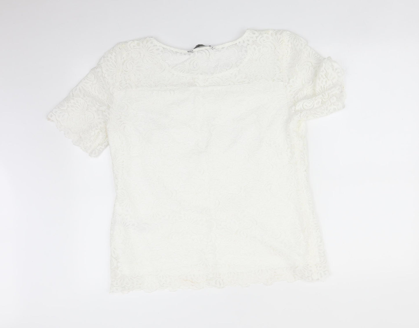 BONMARCHE Womens White Floral  Basic T-Shirt Size 14