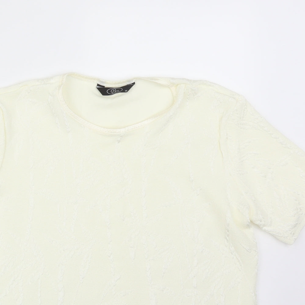 BM Womens Yellow Floral  Basic T-Shirt Size 14