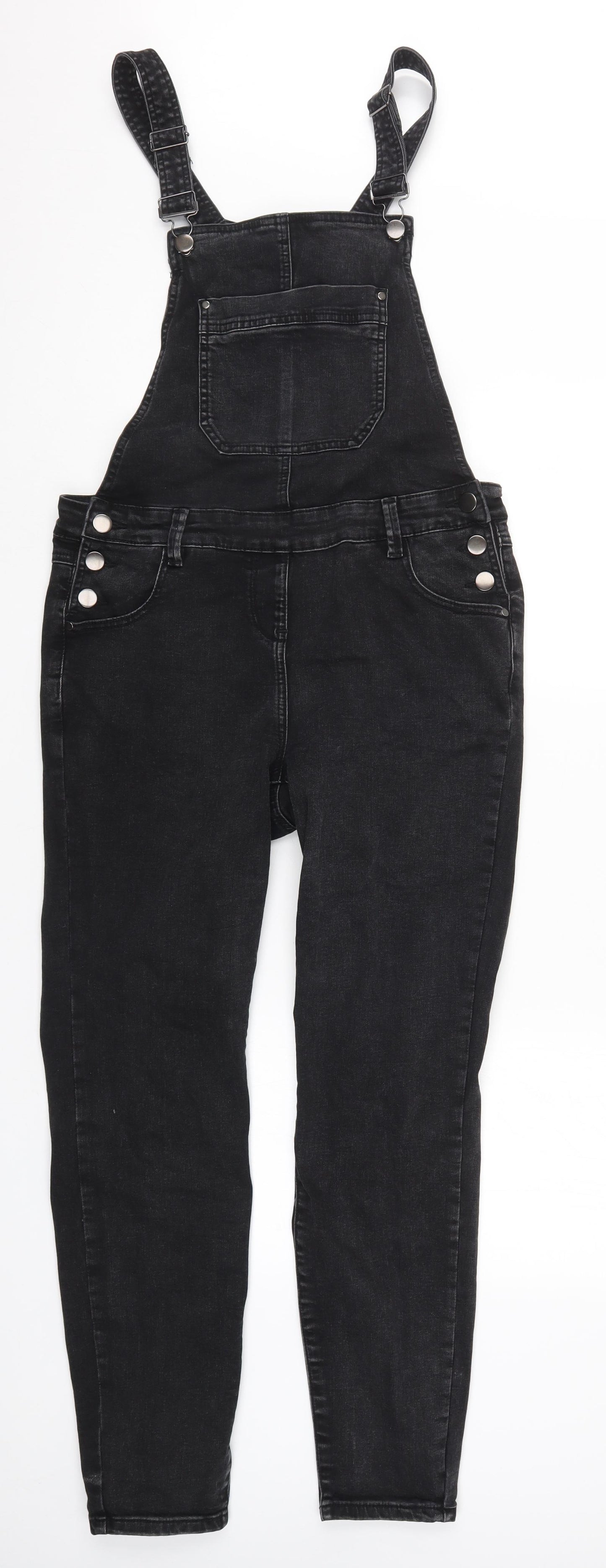 Matalan Womens Black  Denim Dungaree One-Piece Size 10 L29 in