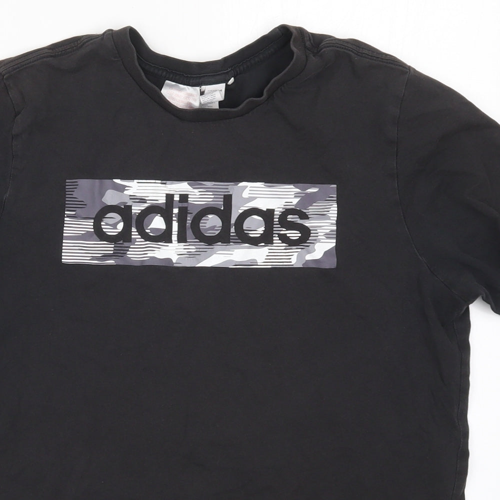 adidas Boys Black   Basic T-Shirt Size 13-14 Years