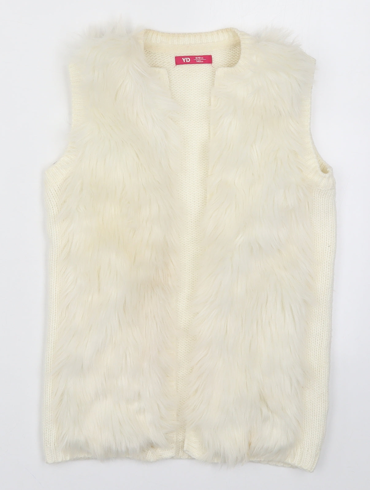 Young Dimension Girls White  Knit Cardigan Jumper Size 9-10 Years