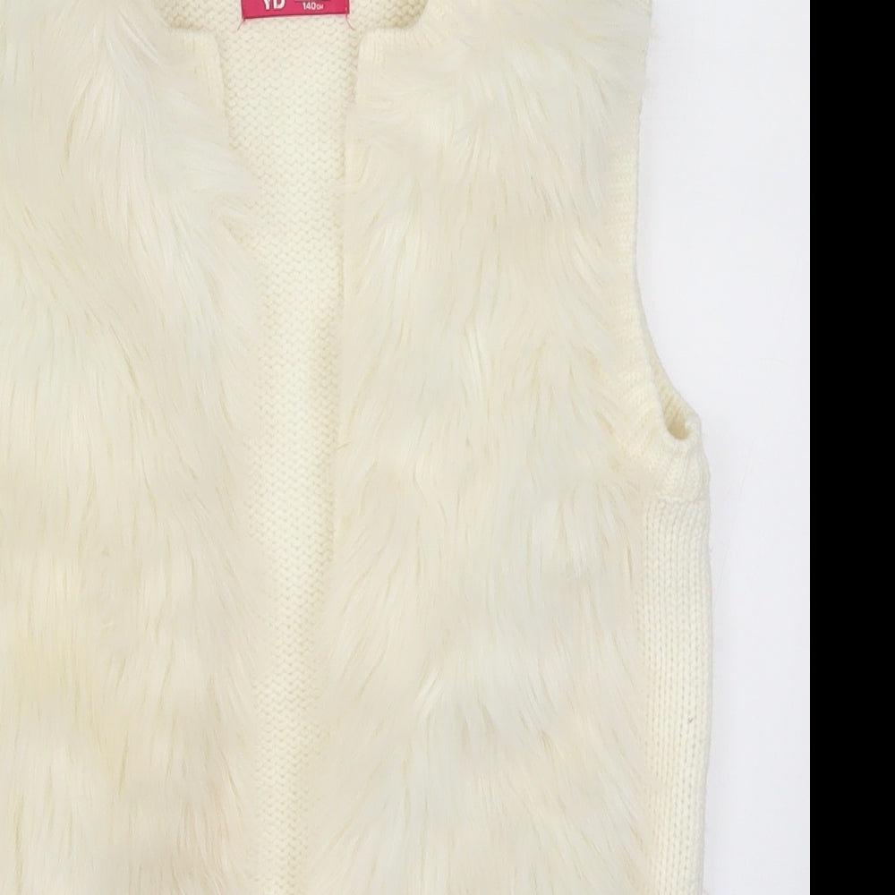 Young Dimension Girls White  Knit Cardigan Jumper Size 9-10 Years