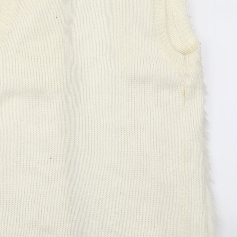 Young Dimension Girls White  Knit Cardigan Jumper Size 9-10 Years