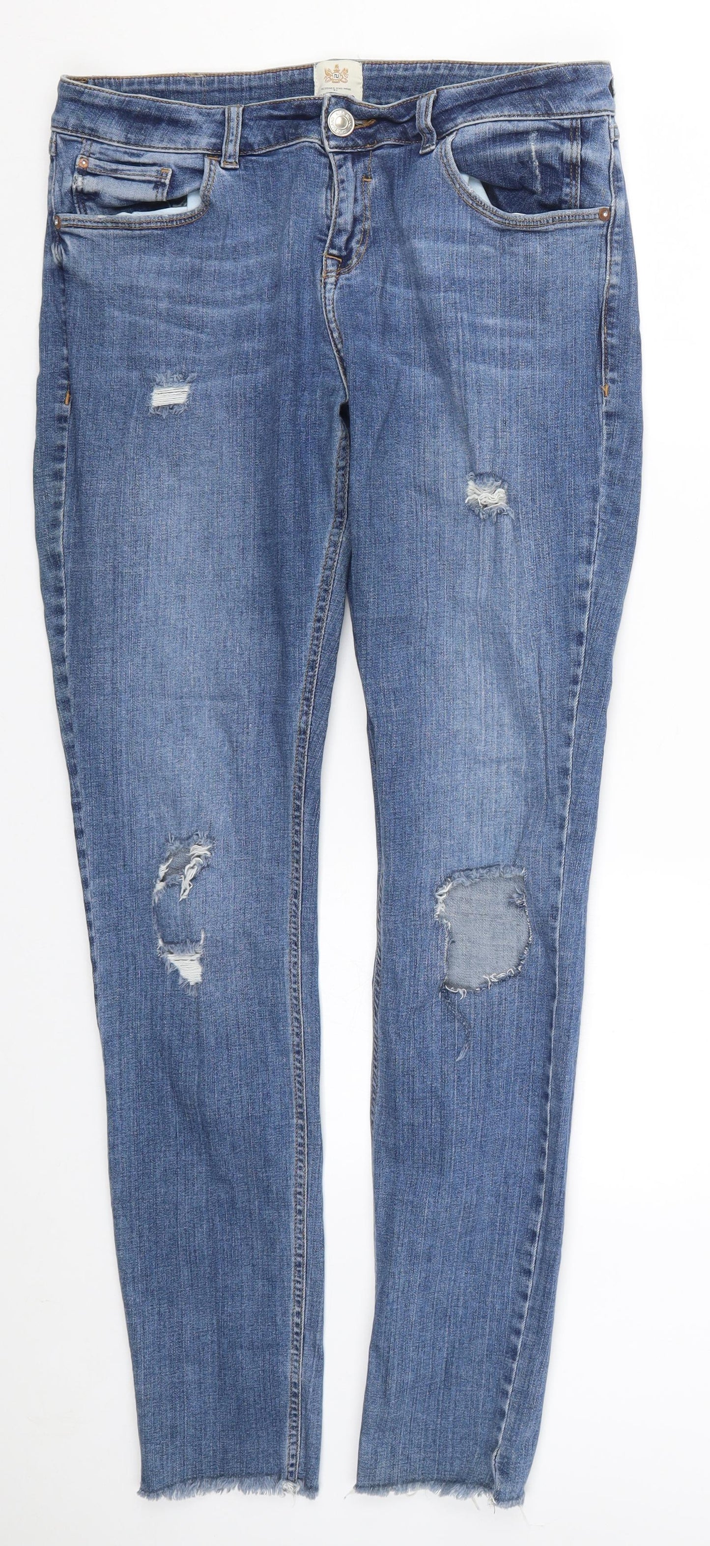 River Island Womens Blue  Denim Skinny Jeans Size 16 L32 in
